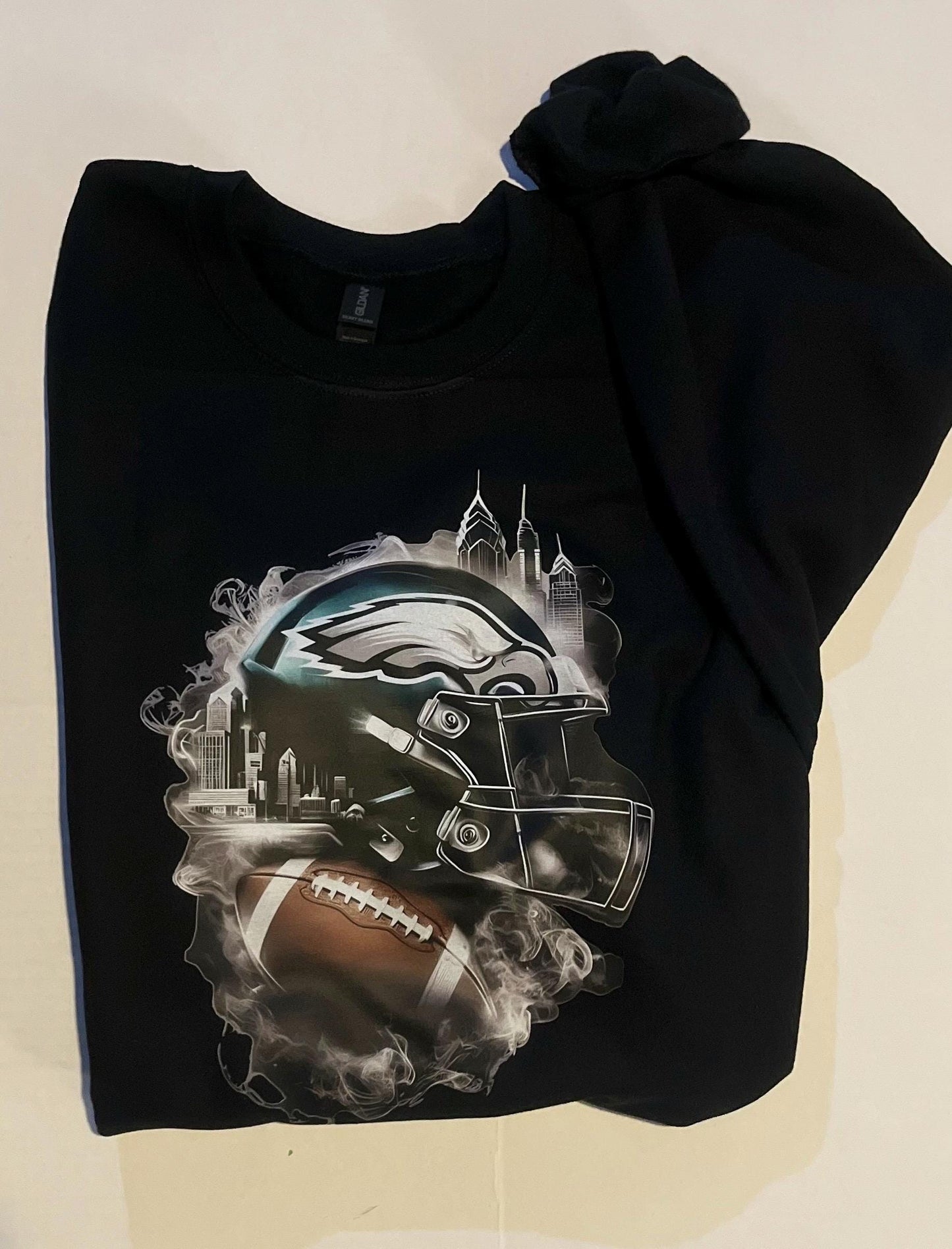 football sweatshirt with Philadelphia skyline